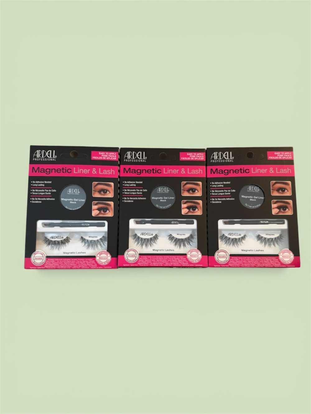 3 sets of Ardell Magnetic Liner & Lash black wispies